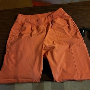DICKIES SCRUB PANTS, LARGE, PEACH, LIKE NEW, ONE DOT OF INK, LEFT SIDE POCKET